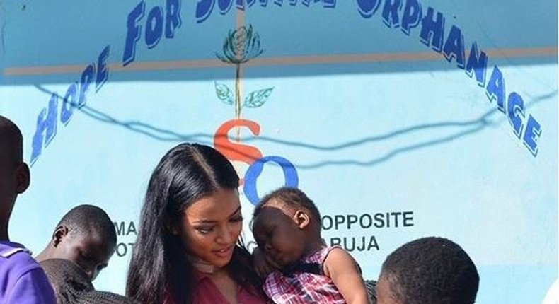 Karrueche Tran at Hope for Survival Orphanage in Abuja