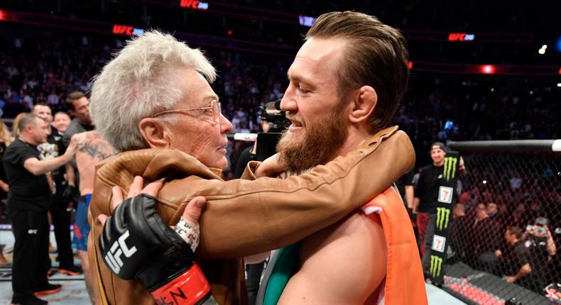 Conor McGregor Cowboy Cerrone mom hug