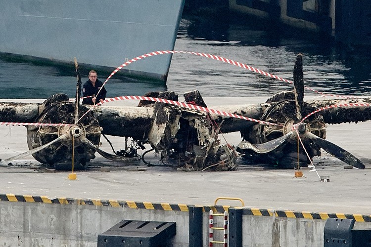 Wrak amerykańskiego bombowca Douglas A-20 z II wojny światowej, wydobyty z dna Bałtyku