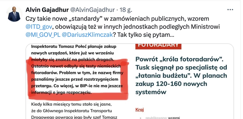 Alvin Gajadhur komentuje wywiad z Tomaszem Połciem