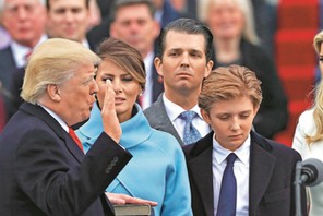 U.S. President Donald Trump takes the oath of office from U.S. Supreme Court Chief Justice John Robe