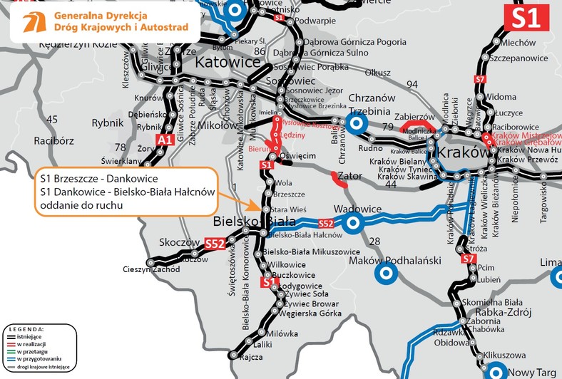 S1 z Brzeszcz przez Dankowice do Bielska-Białej - lokalizacja