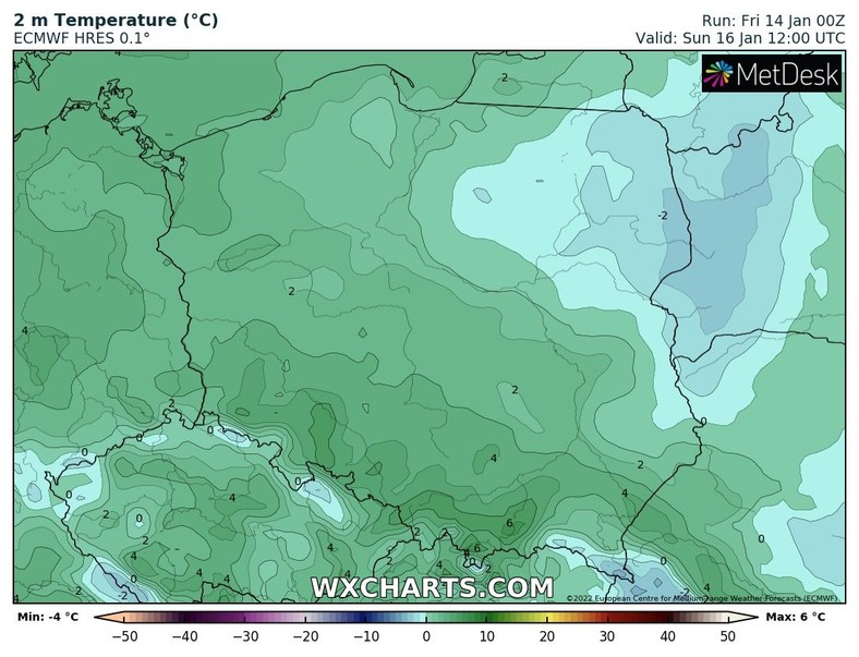 Temperatura w większości kraju będzie dodatnia