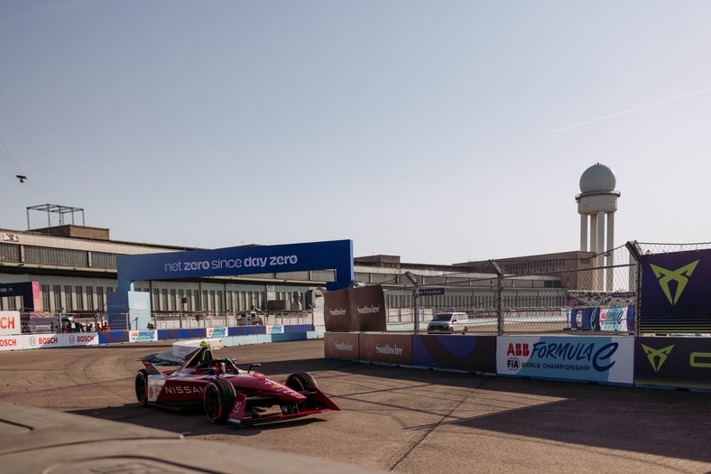 the Formula E race in Berlin;  April 2023;  Nissan team car