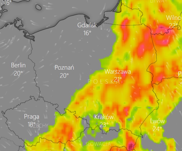 Prognoza pogody o godz. 16