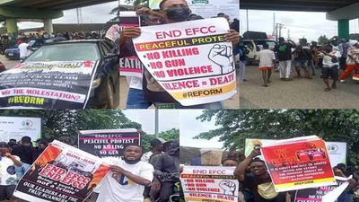 Aggrieved youths protest against EFCC in Ibadan.