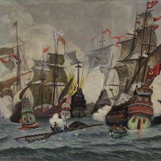 „Bitwa pod Oliwą”, fragment obrazu Włodzimierza Jana Nałęcza.