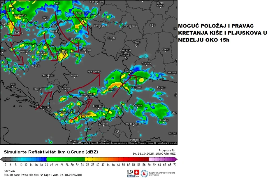 Mapa za nedelju, oko 15 časova