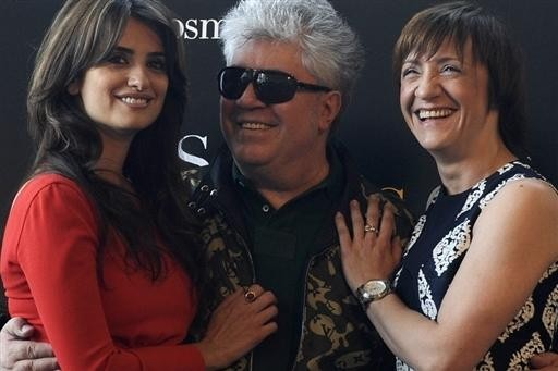 Pedro Almodovar i Penelope Cruz na prezentacji filmu "Los Abrazos Rotos"