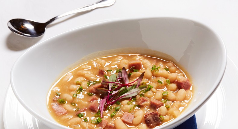 Bean Soup with white beans and smoked ham served at the Members' Dining Room at US House of RepresentativesDeb Lindsey via Getty Images