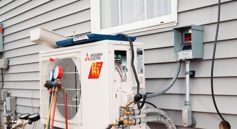 An electric heat pump installed at a home in Windham, Maine earlier this year.Tristan Spinski/The Washington Post