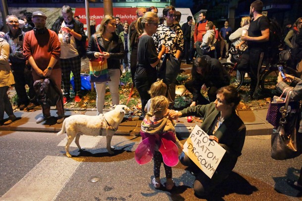 Protest mieszkańców warszawskich Bielan przeciwko zabijaniu pieszych na drogach 