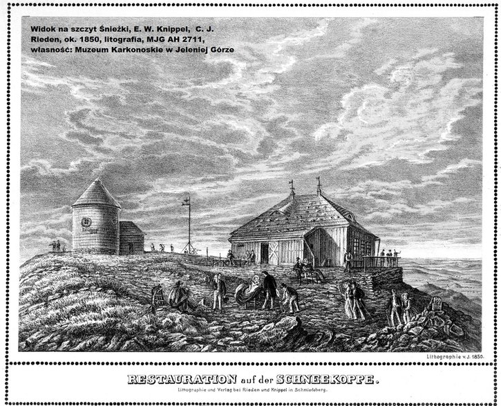 Widok na szczyt Śnieżki, E. W. Knippel,  C. J. Rieden, ok. 1850, litografia, MJG AH 2711