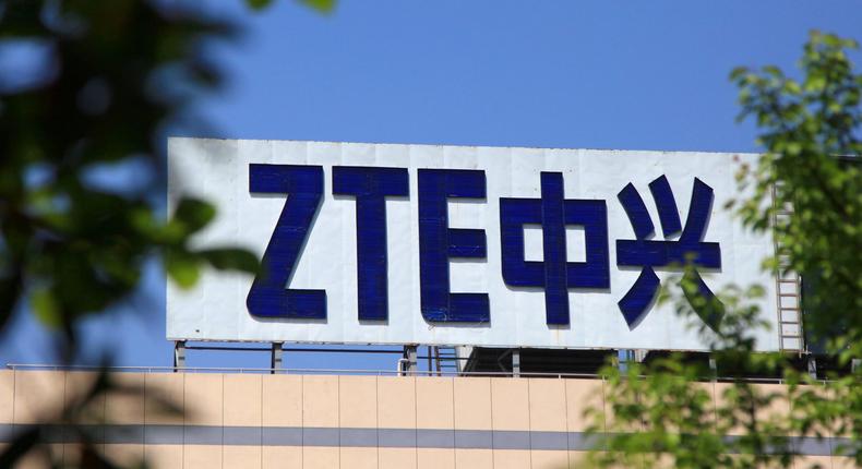 FILE PHOTO: The logo of China's ZTE Corp is seen on a building in Nanjing, Jiangsu province, China April 19, 2018.  REUTERS/Stringer