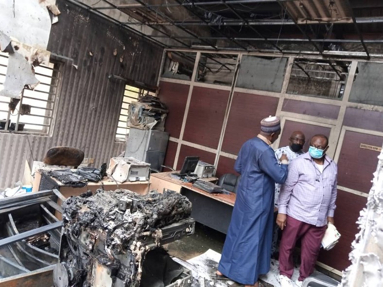 The fire damaged office furniture and equipment [INEC]