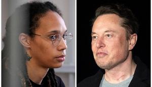 Brittney Griner in a Russian jail cell (left), Elon Musk (right)