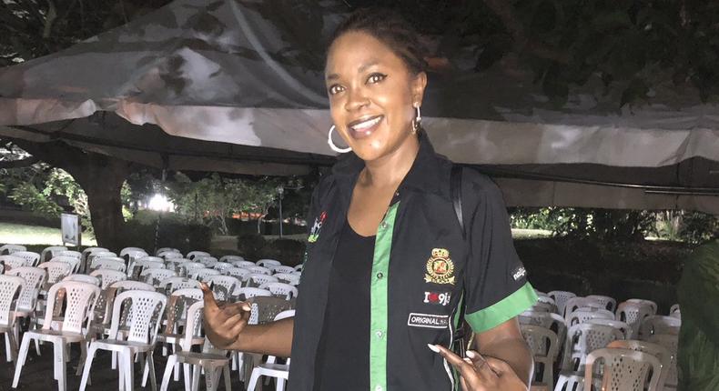 Omoni Oboli visited a polling unit as early as 6 am to cast her vote. [Twitter/Omoni Oboli]