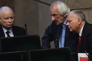 Prezes PiS Jarosław Kaczyński, wicemarszałek Sejmu Ryszard Terlecki i poseł Marek Suski