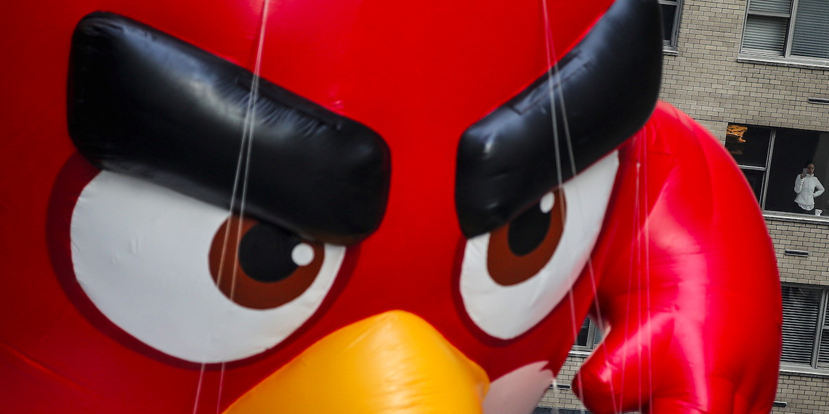 The "Angry Birds" balloon makes its way down Sixth Avenue during the 89th Macy's Thanksgiving Day Parade in New York City on November 26, 2015.