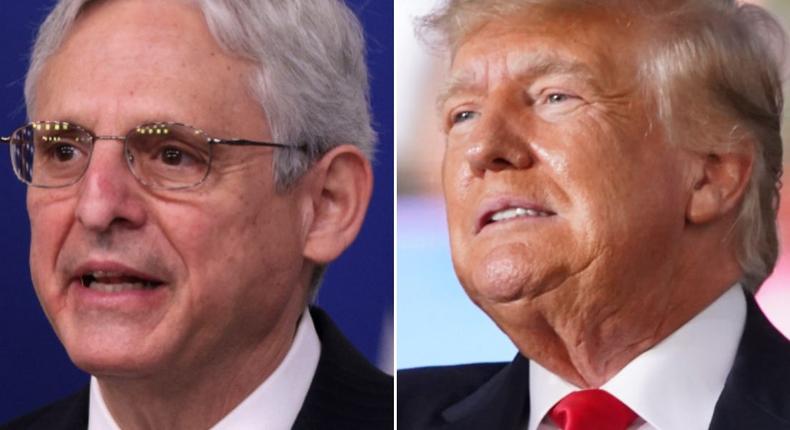 Attorney General Merrick Garland (left) and former President Donald Trump (right).
