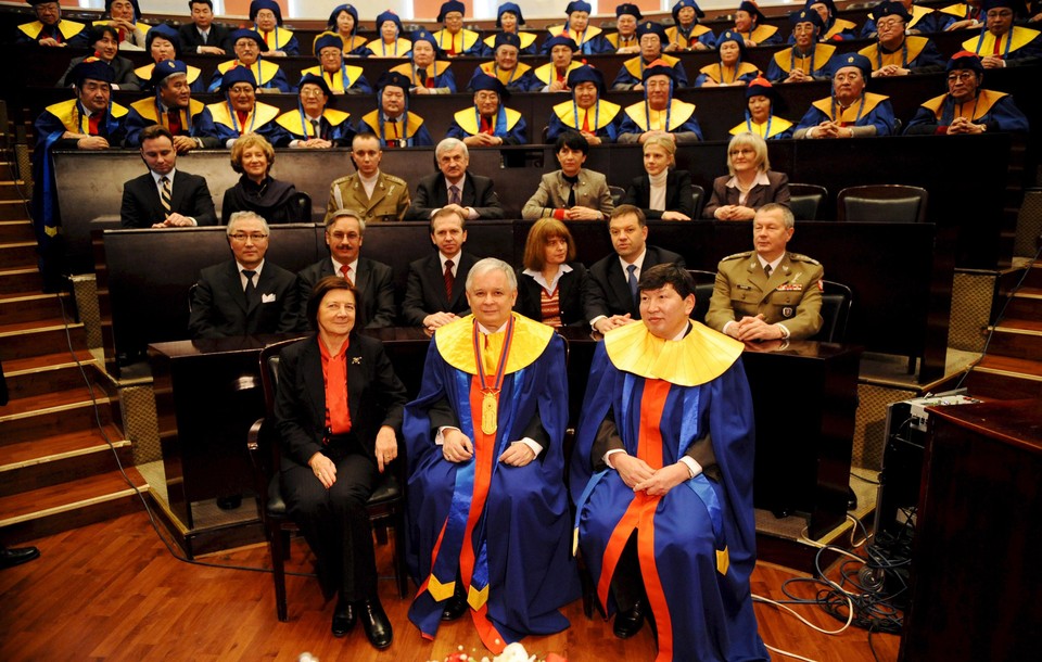 MONGOLIA POLAND PRESIDENT KACZYNSKI HONORARY DOCTORATE