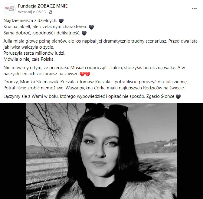 Nie żyje Julia Kuczała