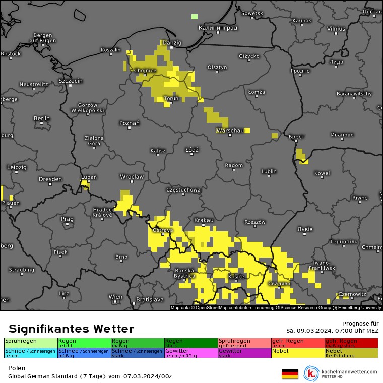 Noc na północy i częściowo południu przyniesie rozwój mgieł i zamgleń