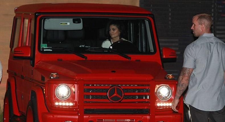 Kylie Jenner pictured in her G-Wagon