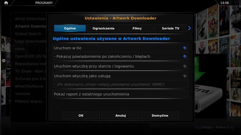 Artwork Downloader – ustawienia ogólne