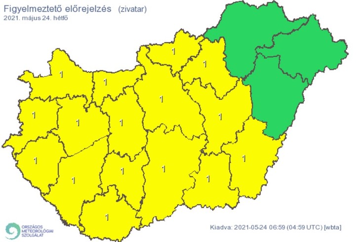 Az OMSZ elsőfokú riasztást adott ki / Fotó: met.hu