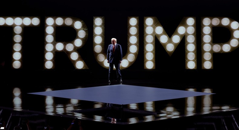 Trump walking out to deliver his address to the Republican National Convention on Thursday.Chip Somodevilla/Getty Images