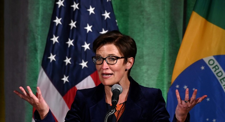 Jane Fraser addresses Brazil-US Business Council forum in Washington, DC in March 2019.