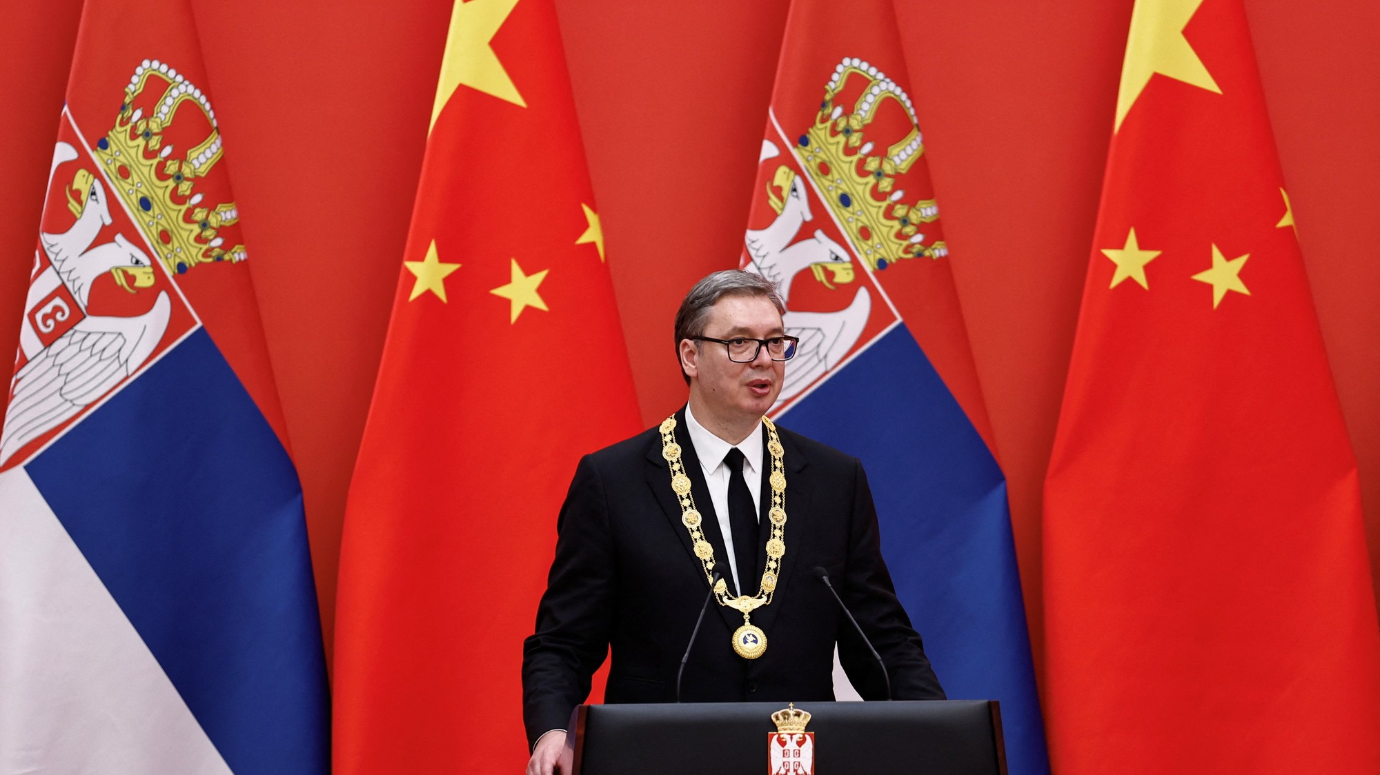 Srbský prezident Aleksandar Vučič na návšteve v Číne.