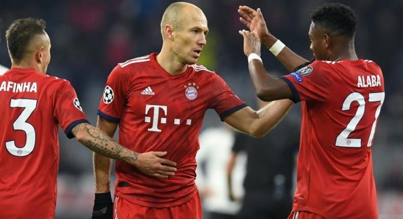 Dutch winger Arjen Robben (C), who has said he will leave Bayern Munich in June when his contract expires, will miss the last three league games of 2018 for the defending Bundesliga champions.