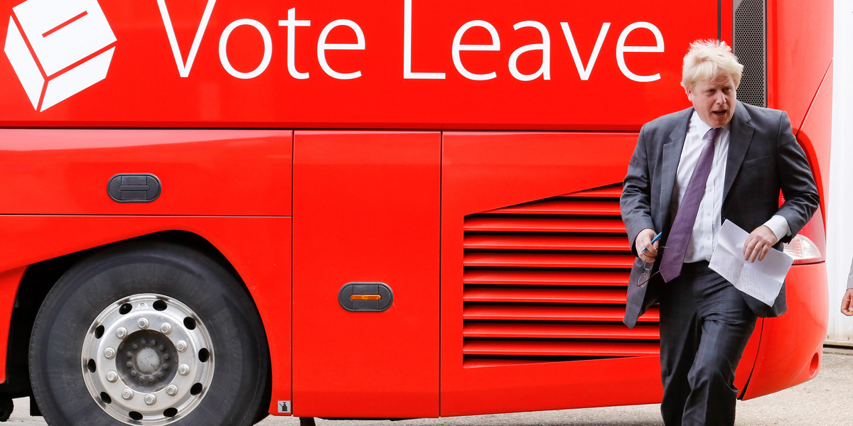 Boris Johnson podczas kampanii Vote Leave