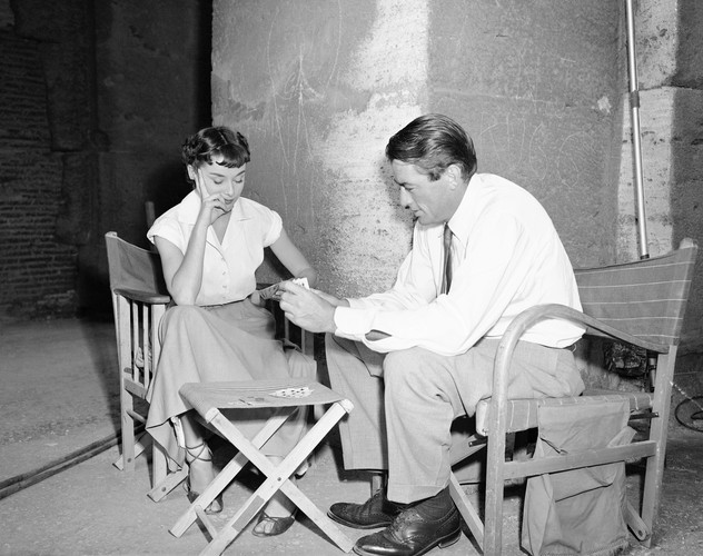 Audrey Hepburn i Gregory Peck na planie 'Rzymskich wakacji'