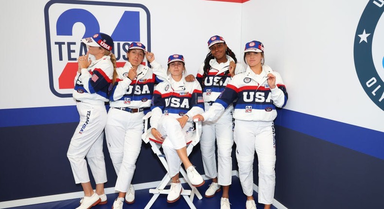 Jessica Pegula and Emma Navarro, second and third from the left, are both on the Team USA tennis roster.Joe Scarnici/Getty Images