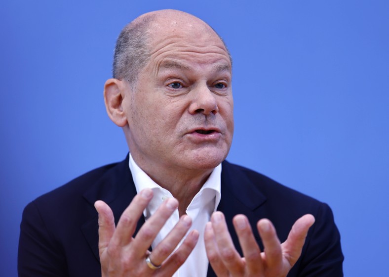 Olaf Scholz podczas konferencji dotyczącej zagadnień polityki krajowej i zagranicznej, Berlin, Niemcy, 14 lipca 2023 r.