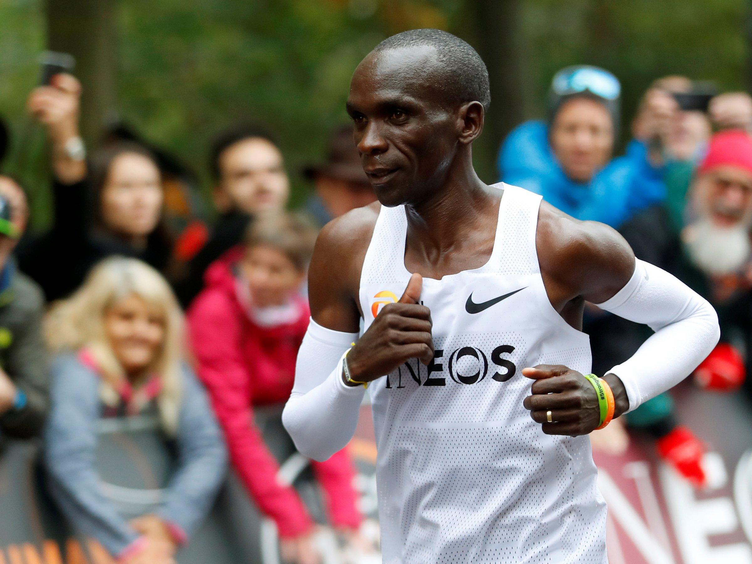 A Kenyan runner finished a marathon in under 2 hours, sprinting at a 4