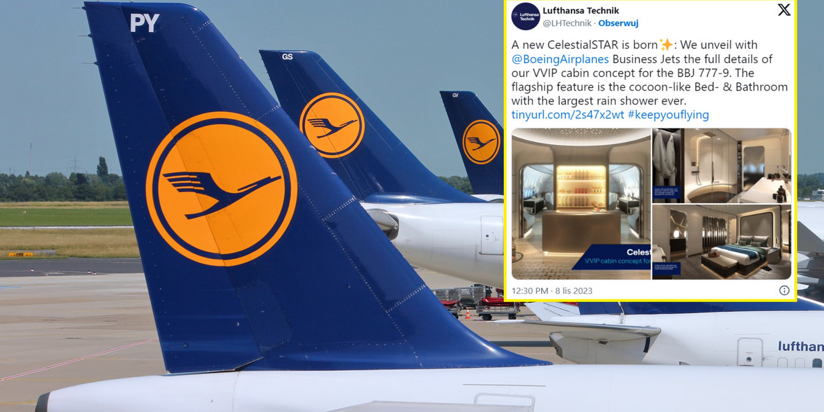 Lufthansa zaprezentowała luksusowy samolot. Niesamowite wnętrze (screen: Twitter.com/LHTechnik)