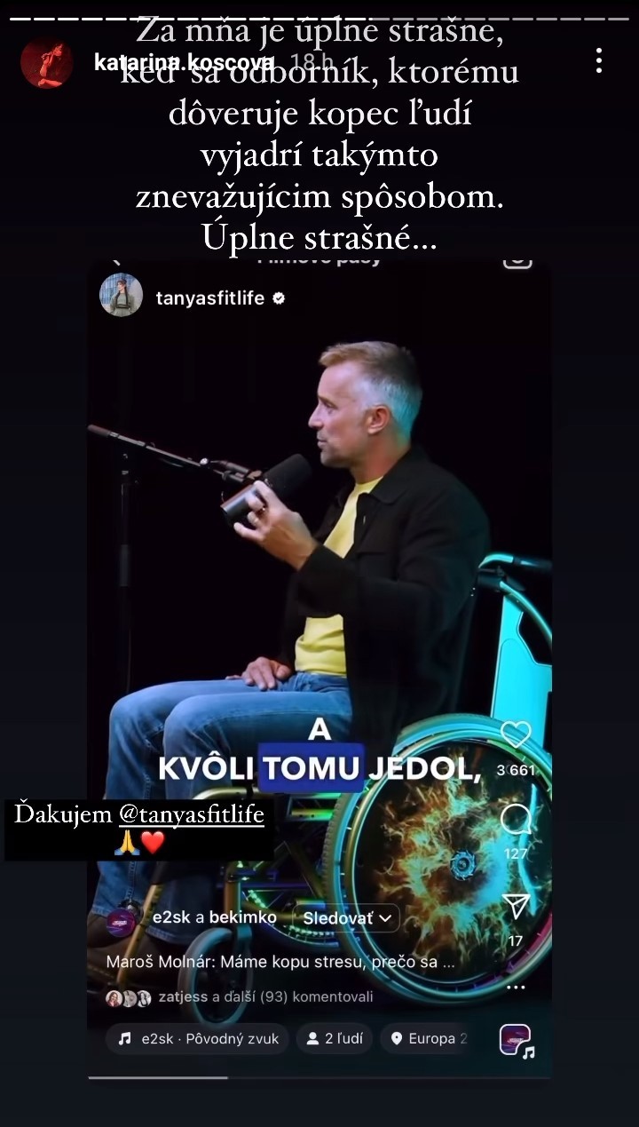 Katku Koščovú pobúrili slová Maroša Molnára o obezite.