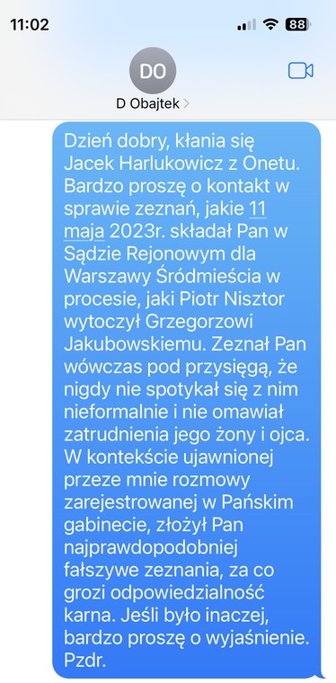 Pytania do Daniela Obajtka przesłane mu dziś SMS-em