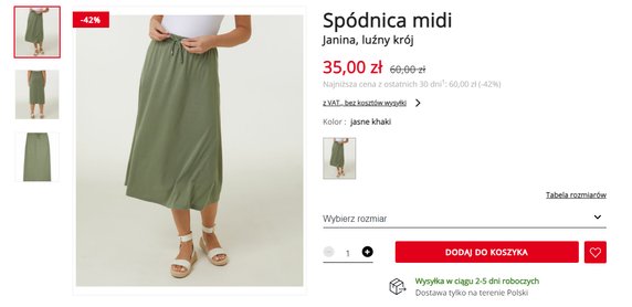 KIK Luźna spódnica midi