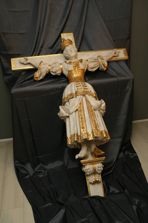 Figura św. Wilgefortis z XVIII w. w Muzeum Śląska Opolskiego. Od 2008 r. jest jedną z atrakcji muzeum w Nysie