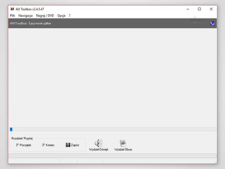 Główne okno programu do obróbki wideo - AVI Toolbox