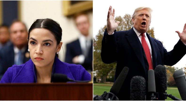 Rep. Alexandria Ocasio-Cortez and Donald Trump.Patrick Semansky, File via AP, Evan Vucci/AP