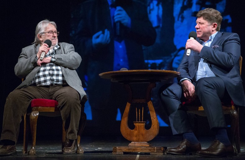 Kazimierz Kutz oraz dyrektor Teatru Śląskiego Robert Talarczyk 