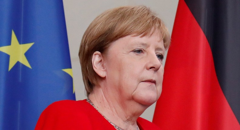 German Chancellor Angela Merkel arrives to attend a joint news conference with Moldova's Prime Minister Maia Sandu at the Chancellery in Berlin, Germany July 16, 2019. REUTERS/Fabrizio Bensch