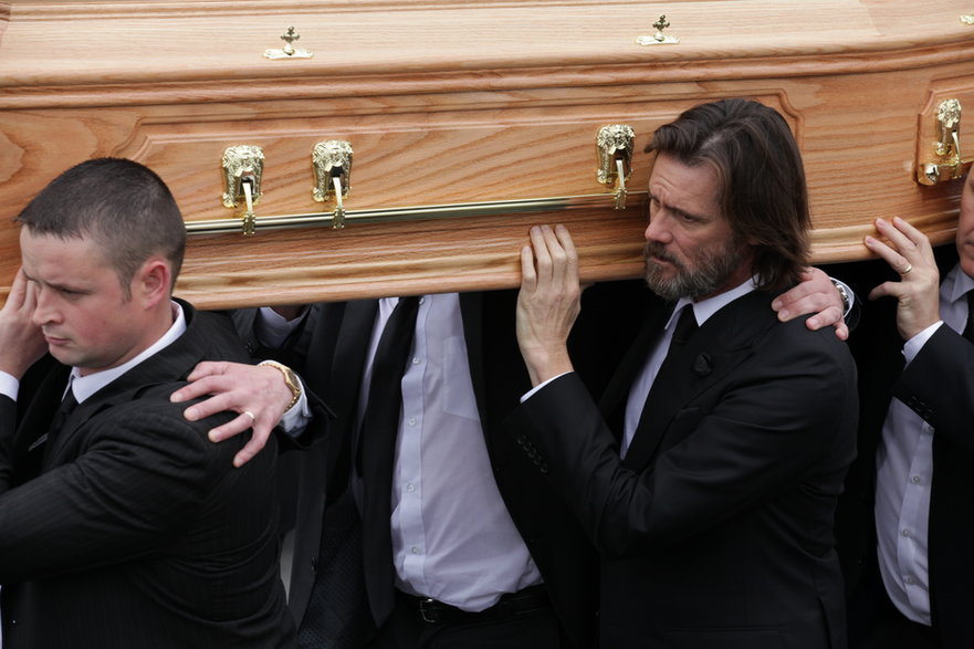 Jim Carrey na pogrzebie Cathriony White