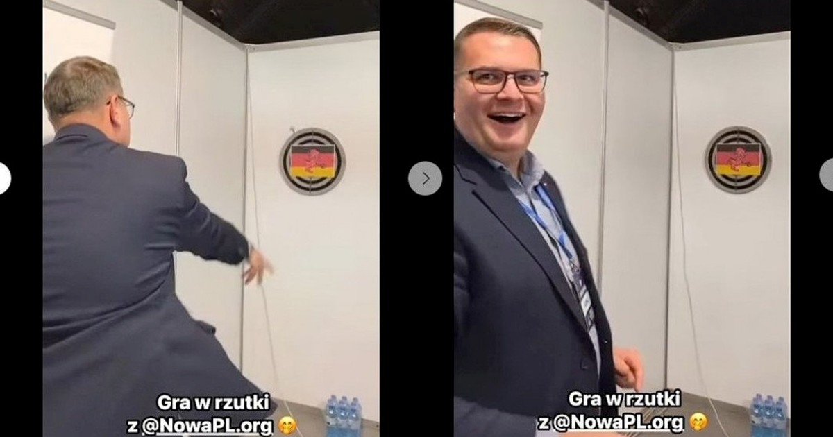 Burmistrz Myślenic rzucał lotkami w tarczę z niemiecką flagą. Tak teraz się tłumaczy